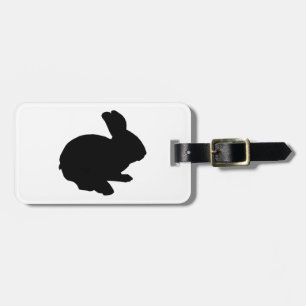 Étiquette À Bagage Balise Noir Silhouette Lapin de Pâques