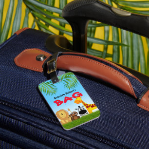 Étiquette À Bagage Balise Nom de l'enfant Safari Animaux Voyage