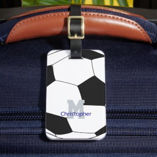Étiquette À Bagage Balise Nom du soccer et monogramme