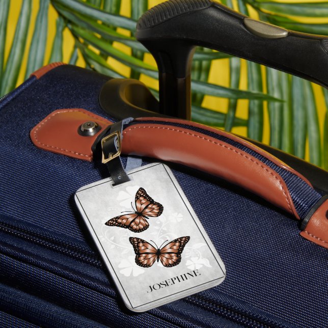 Étiquette À Bagage Balise Papillon en cuivre floral (Insitu Rectoal 1)