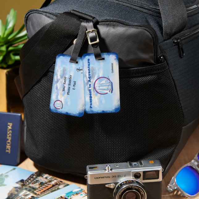 Étiquette À Bagage Balise Passeport pour Aventure Acrylique personnal (Recto & Verso)