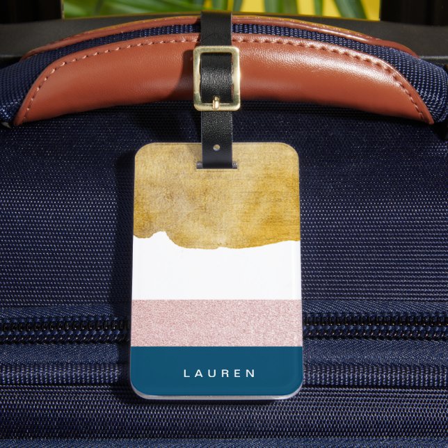 Étiquette À Bagage Balise Pastel Faux Gold Monogram (Insitu Rectoal 2)