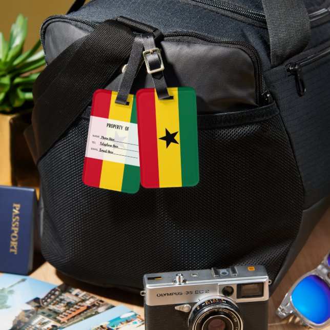 Étiquette À Bagage Balise Personnalisée Du Drapeau De Bagage Du Ghana (Recto & Verso)