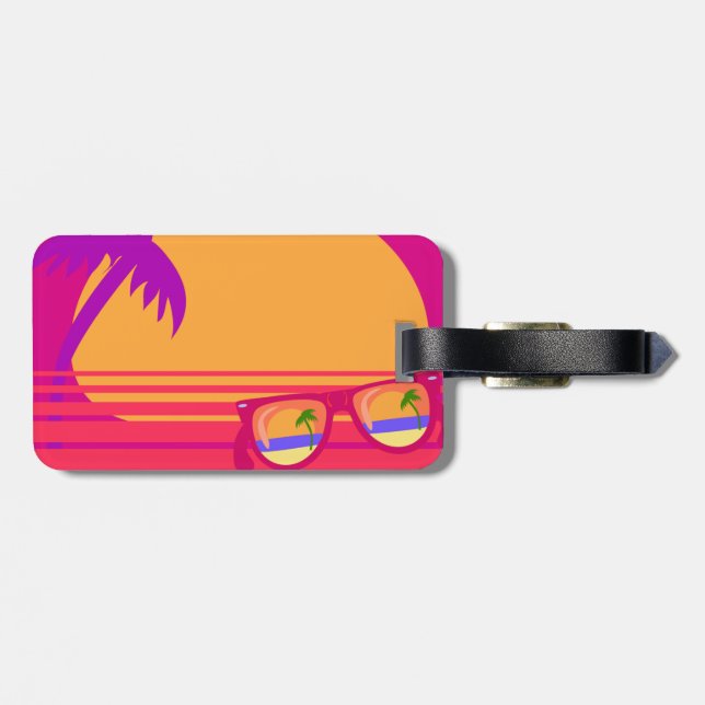 Étiquette À Bagage Balise Pinky Sunset et Shades (Dos horizontal)