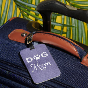 Étiquette À Bagage Balise Purple Burlap Chien Maman Bagage