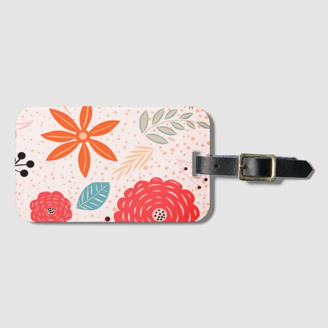 Étiquette À Bagage Balise Retro Floral (Devant Horizontal)