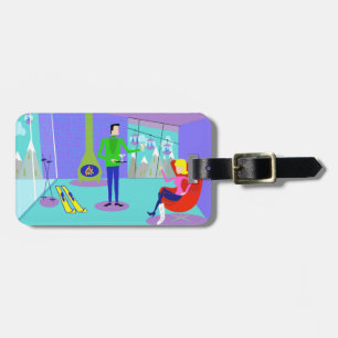 Étiquette À Bagage Balise Retro Vacation Ski personnalisable