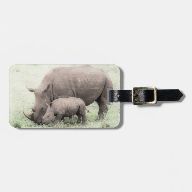 Étiquette À Bagage Balise Rhino blanc et bagage bébé (Devant horizontal)
