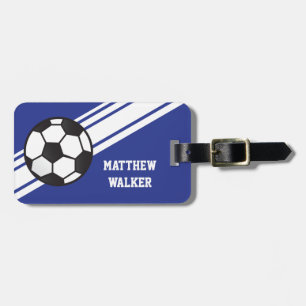 Étiquette À Bagage Balise Royal Blue Soccer Stripes bagage personnali