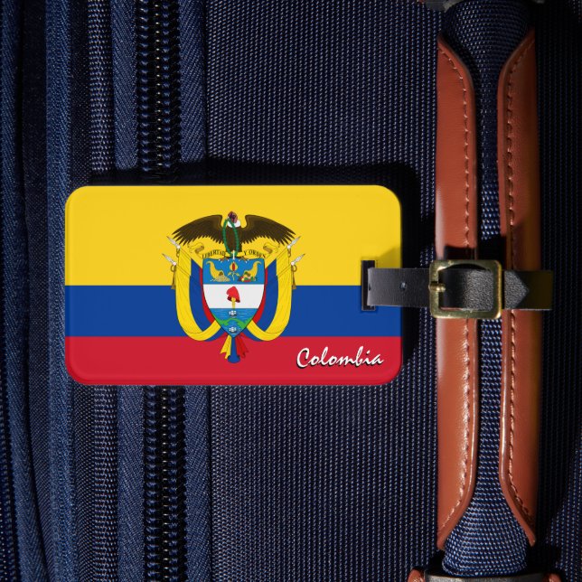 Étiquette À Bagage Balises de bagage Colombie, drapeau patriotique co (Insitu Rectoal 4)
