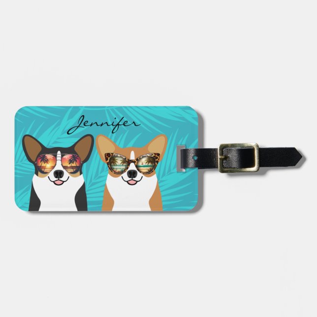 Étiquette À Bagage Balises de bagage Corgi (Devant horizontal)