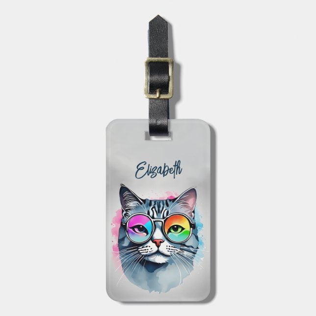 Étiquette À Bagage Balises de bagage de chat (Devant Vertical)