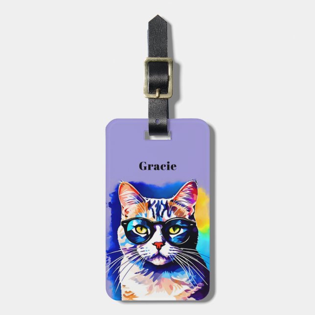Étiquette À Bagage Balises de bagage de chat (Devant Vertical)