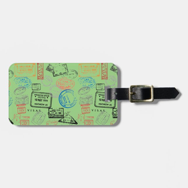 Étiquette À Bagage Balises de bagages des timbres de passeport (Devant horizontal)