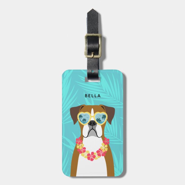 Étiquette À Bagage Balises des bagages de chien de boxer (Devant Vertical)