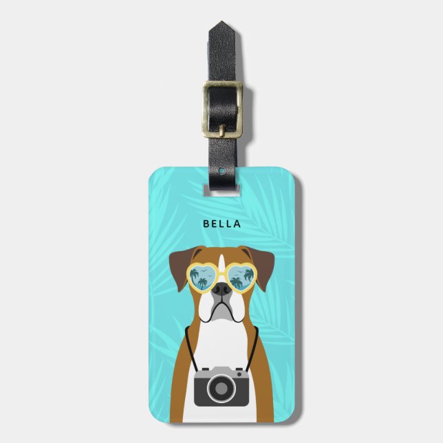 Étiquette À Bagage Balises des bagages de chien de boxer (Devant Vertical)