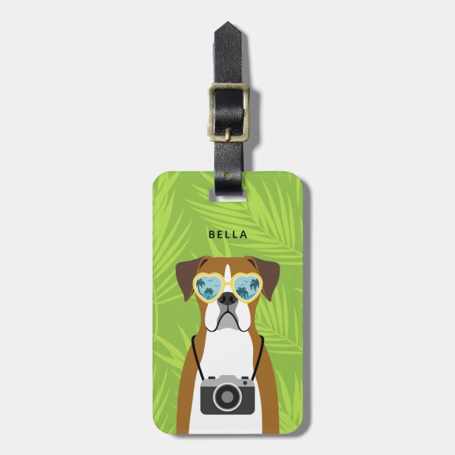 Étiquette À Bagage Balises des bagages de chien de boxer (Devant Vertical)