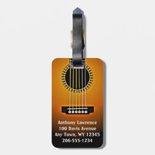 Étiquette À Bagage Balises des bagages de conception de guitare (Dos Vertical)