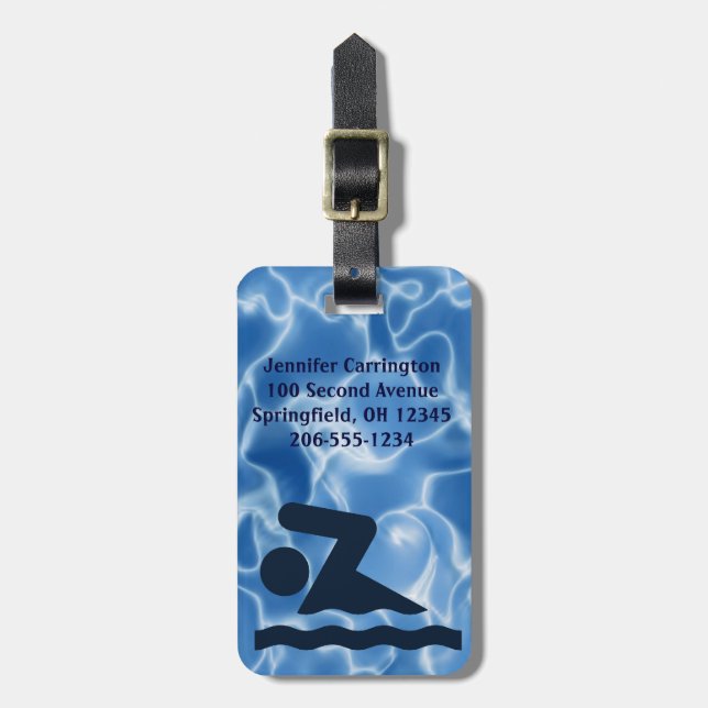 Étiquette À Bagage Balises des bagages de conception de natation (Devant Vertical)