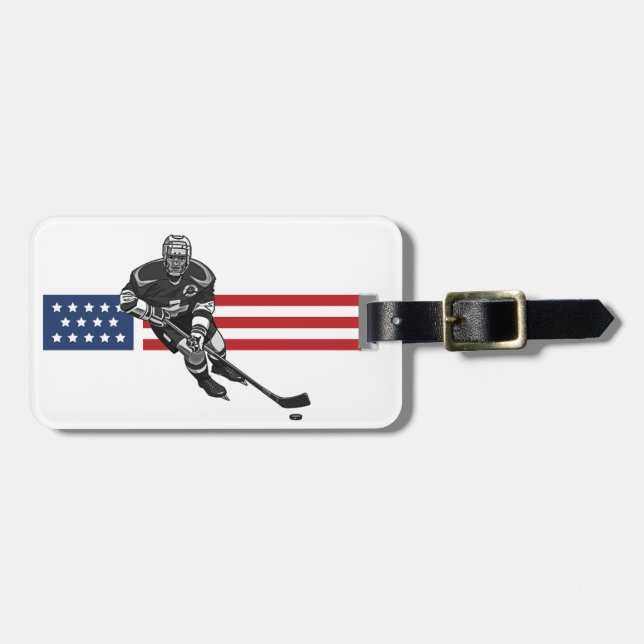 Étiquette À Bagage Balises pour le design de hockey patriotique (Devant horizontal)