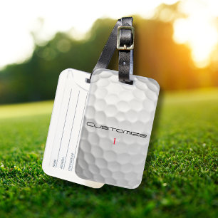 Étiquette À Bagage Balle de golf blanche texturée avec nom et numéro