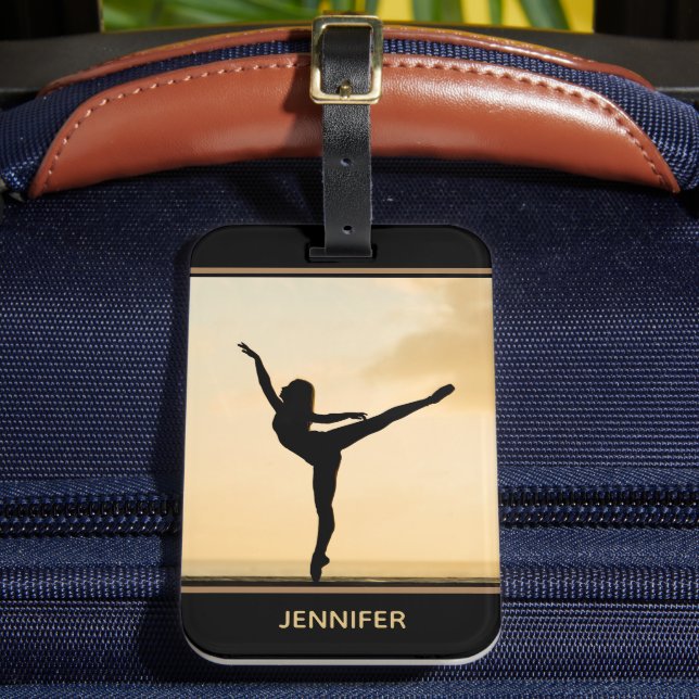 Étiquette À Bagage Ballerina Arabesque Sunset Silhouette Personnalisé (Insitu Rectoal 2)