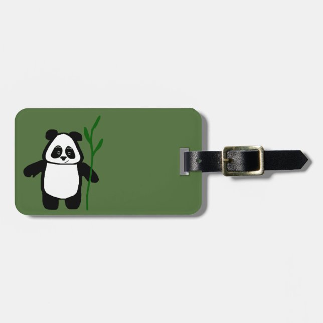 Étiquette À Bagage Bambou l'étiquette de bagage de vert de panda (Devant horizontal)