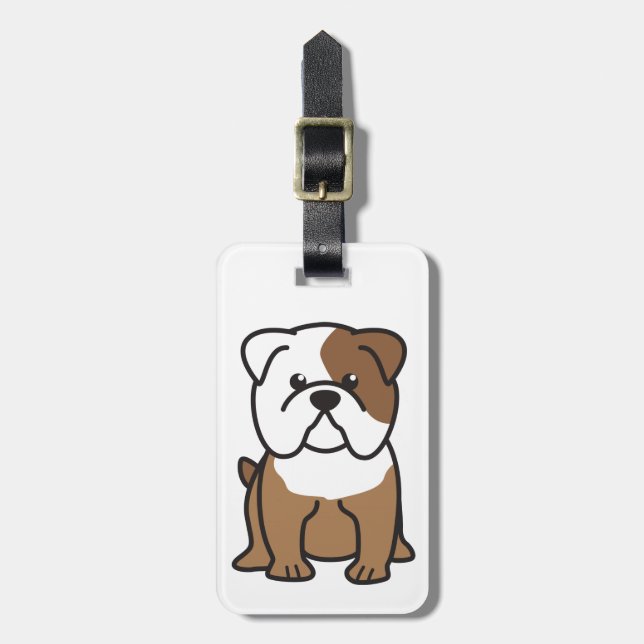 Étiquette À Bagage Bande dessinée de chien de bouledogue (Devant Vertical)