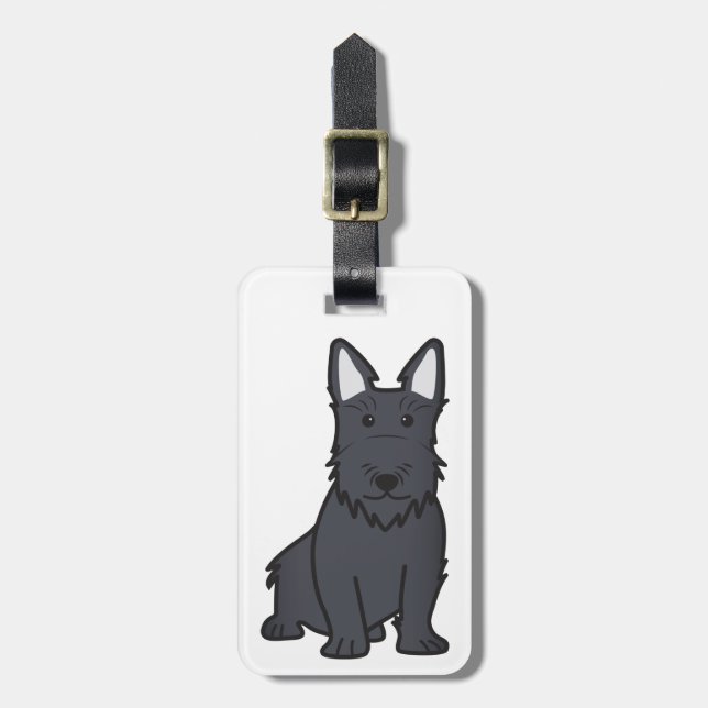Étiquette À Bagage Bande dessinée de chien de Terrier d'écossais (Devant Vertical)