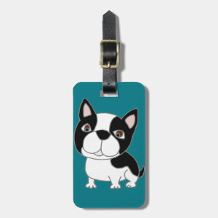 Étiquette À Bagage Bande dessinée drôle de chiot de Boston Terrier