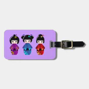 Étiquette À Bagage Bande dessinée mignonne de poupées de kokeshi
