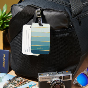 Étiquette À Bagage Bandes dorées Turquoises personnalisées