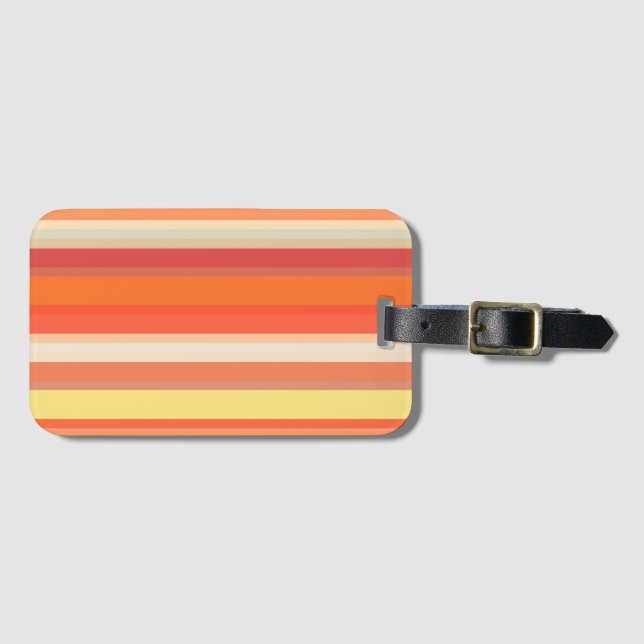 Étiquette À Bagage Bandes rouges mignonnes orange (Devant Horizontal)