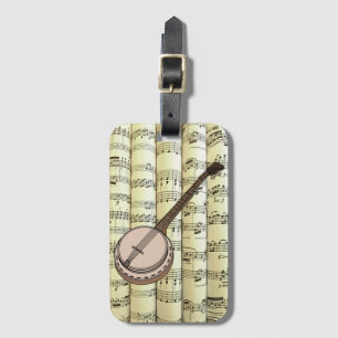 Étiquette À Bagage Banjo On Rolled Sheet Music ~