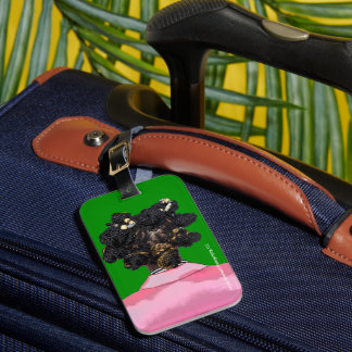 Étiquette À Bagage Bantu Knots. Pink and Green. Luggage tag.