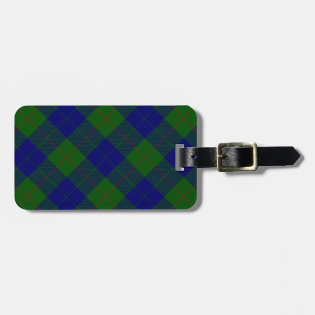 Étiquette À Bagage Barclay tartan bleu vert plaid (Devant horizontal)