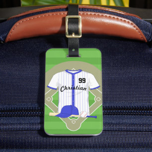 Étiquette À Bagage Base-ball bleu personnalisé