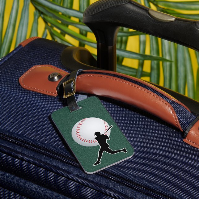 Étiquette À Bagage Baseball - Ball and Player silhouette Name Address (Insitu Rectoal 1)