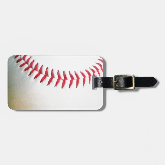 Étiquette À Bagage Baseball blanc avec points rouges (Devant horizontal)