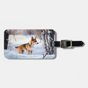Étiquette À Bagage Basenji Laisser neiger Noël