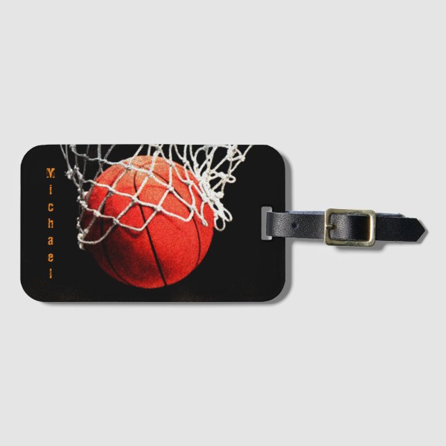 Étiquette À Bagage Basket-ball Votre nom (Devant Horizontal)