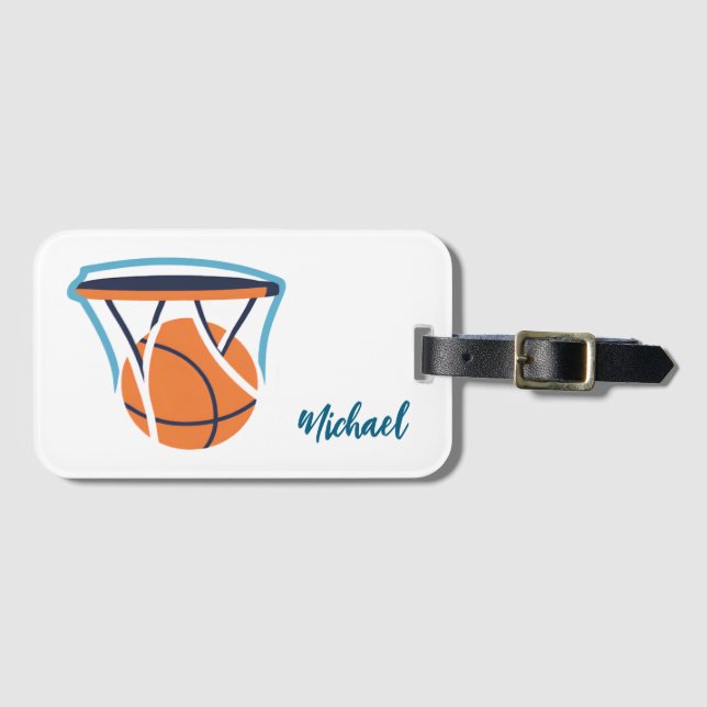 Étiquette À Bagage Basket-ball Votre nom personnel (Devant Horizontal)