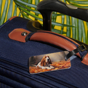 Étiquette À Bagage Basset Hound à l'automne Leaves automne Inspire