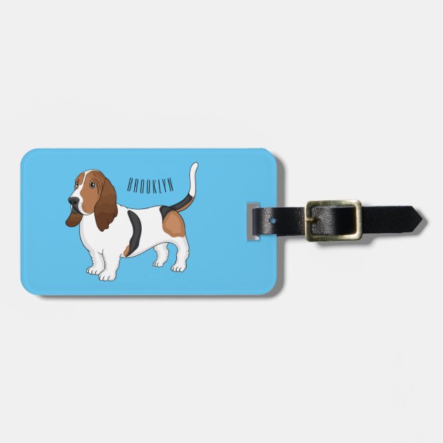 Étiquette À Bagage Basset hound dessin de chien (Devant horizontal)