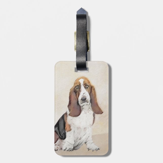 Étiquette À Bagage Basset Hound Peinture - Cute Original Chien Art (Dos Vertical)