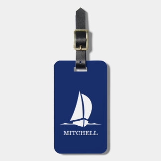 Étiquette À Bagage Bateau bleu personnalisé