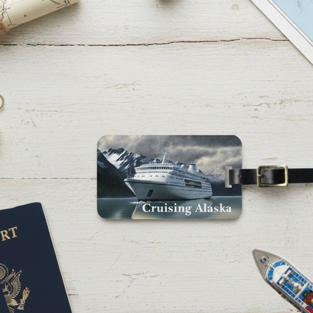 Étiquette À Bagage Bateau de croisière Alaska sur Océan (Créateur téléchargé)