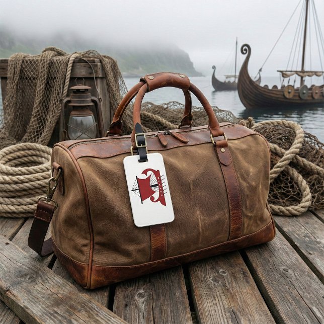 Étiquette À Bagage Bateau Viking Longship Silhouette Drakkar (Créateur téléchargé)