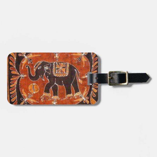 Étiquette À Bagage Batik d'éléphant (Devant horizontal)