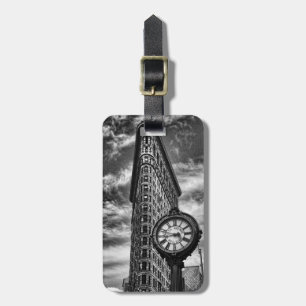 Étiquette À Bagage Bâtiment et horloge de Flatiron en noir et blanc